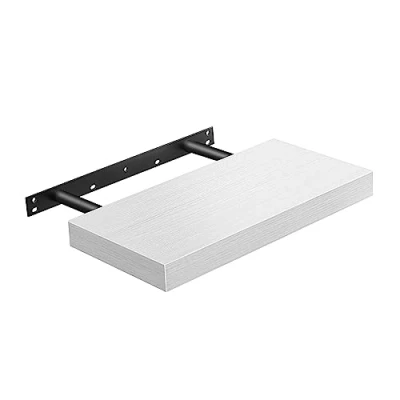 Imagen de VASAGLE Estante de Pared, Flotante, 20 x 40 3,8 cm, Balda Pared para Marcos Fotos, Decoración, Salón, Estudio, Cocina, Blanco Arce LWS024W44