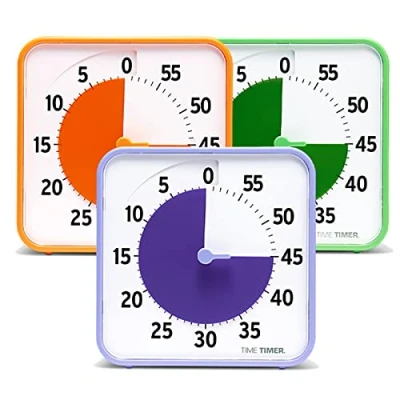 Imagen de Time Timer TT08B SEC3 W Mediano Pack de Classe Temporizador Visual 60 Minutos, Tarjetas Actividad Borrado en Seco para Aulas, Centros Aprendizaje y Profesores, Reloj Escritorio (Paq 3)