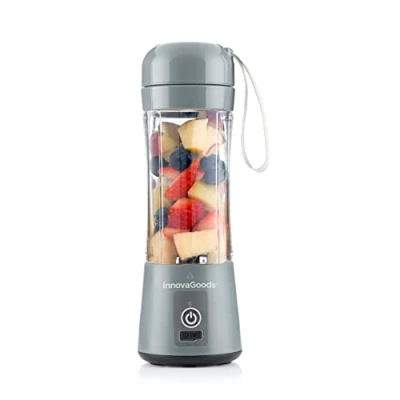 Imagen de InnovaGoods® Batidora de vaso portátil, licuadora 380 ml capacidad y 17000 r.p.m., ideal para Smoothie Maker, detox, zumos natuales batidos.