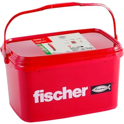 Imagen de fischer Duopower 10 x 50 Tacos universales, potentes de 2 componentes, plástico para Fijar al hormigón, Placas Yeso y Mucho más, sin Tornillos, en Cubo Reutilizable, 720 Piezas
