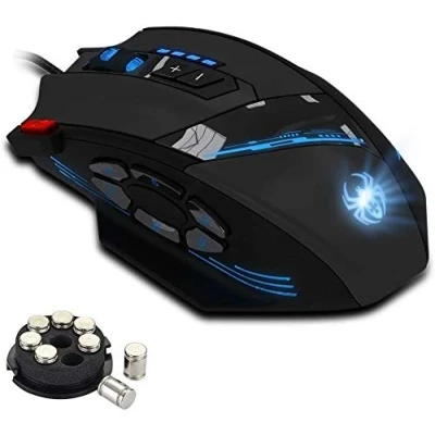 Imagen de Ratón Gaming con Cable,12 programables Botones,4000DPI,8 Bloques de Peso,Ratón para Juegosm RGB,Ratón Ergonómico PC, Mac, portátil
