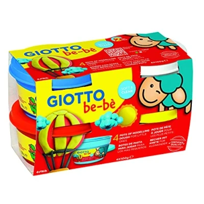 Imagen de Giotto be bè Pasta para Jugar, Azul/Blanco/Rojo/Amarillo, Set 4 x 100 g