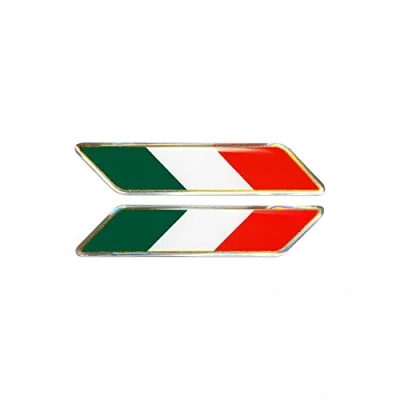Imagen de 4R Quattroerre.it 482A Stickers 3D Bandera Italia Inclinada HQ, Juego de 2, 16 x 80 mm, Tricolor