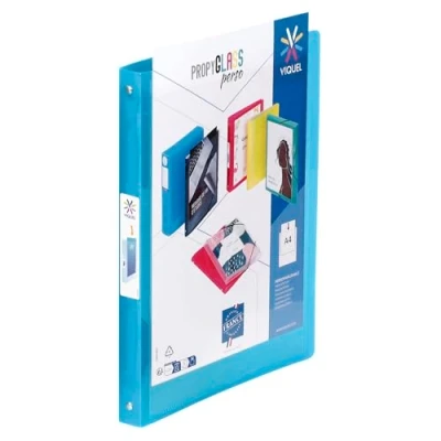 Imagen de Viquel Archivador flexible a4 personalizable con 4 anillas, espalda 2,5 cm, color azul translúcido