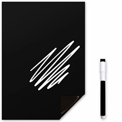 Imagen de The Magnet Shop Pizarra imantada para nevera, magnética con rotulador blanco, Tablón de anuncios cocina notas, recordatorios o como planificador semanal comidas Negro A4 (30 x 21cm)