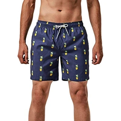 Imagen de MaaMgic Hombre Bañador de Playa Tropical Vacaciones y Viajes en Verano con Bolsillos Azul Marino Piña L