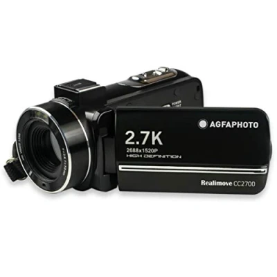 Imagen de AGFA Photo Realimove CC2700 Videocámara Digital (2,7 K, 24 MP, Pantalla táctil de 3 Pulgadas, Zoom 18X, Mando a Distancia, batería Litio), Color Negro