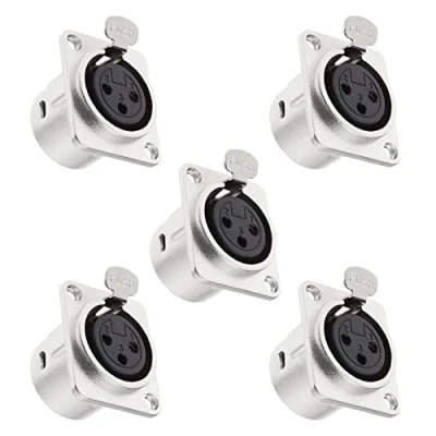 Imagen de Create idea 5 Piezas XLR Conector Hembra de 3 Pines Adaptador Audio Metal Enchufe para Micrófono Instrumentos Musicales