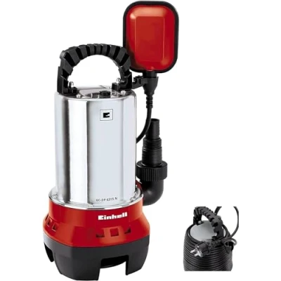 Imagen de Einhell Bomba de agua sucia GH DP 6315 N. 630 W, Ø15 mm partículas extrañas, capacidad suministro 17.000 L / h, interruptor flotador, asa transporte, int. rebobinado cable