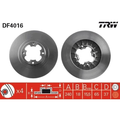 Imagen de TRW DF4016 Disco de freno 240 18 4 94 ventilado