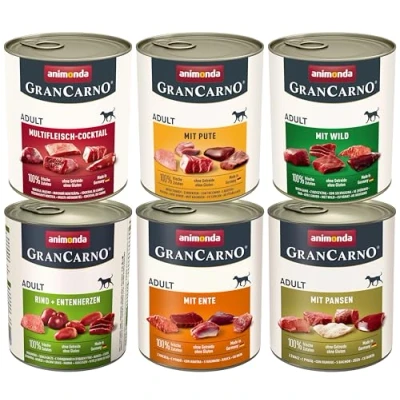 Imagen de Comida húmeda para Perros GranCarno, Potente variación II (6 x 800 g), sin Cereales ni azúcar de animonda, Adultos, con Ingredientes carnales Frescos