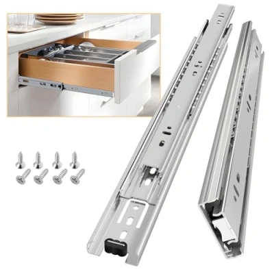 Imagen de AOLISHENG Corredores de cajón totalmente extensibles deslizantes 350 mm, rodamientos bolas, para cajones alta resistencia, 45 kg, capacidad rodamiento, 1 par