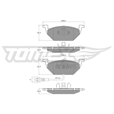 Imagen de TOMEX brakes TX 12 11 Juego de pastillas freno Eje delantero con contacto avisador desgaste SEAT: Ibiza 3, Leon II Hatchback, I Hatchback