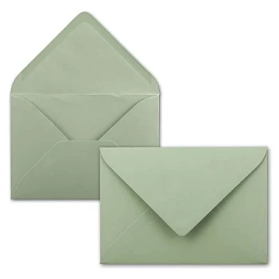 Imagen de Sobres, 150 unidades, color verde eucalipto, DIN C6, 114 x 162 mm, con adhesivo húmedo, sin ventana, para tarjetas de felicitación e invitaciones FarbenFroh by GUSTAV NEUSER