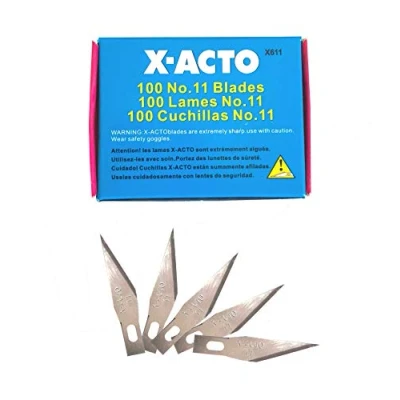 Imagen de Set 100 cuchillas acero Inox mod.11. Hoja recta para cutter nº1. Bisturi, Escalpelo.