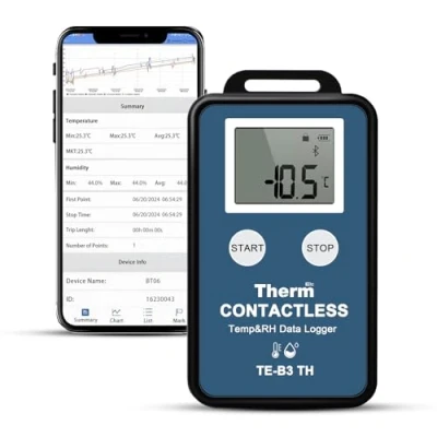 Imagen de ThermElc TE B3 TH Registrador de datos temperatura y humedad inalámbrico con pantalla LCD, precisión ±0,3 ℃, comparación varios dispositivos
