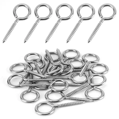 Imagen de BELLE VOUS Pack de 20 Set Gancho Pared, Techo Acero Inoxidable Resistentes Ganchos para Colgar M4 5,3 cm Anclaje Pared Auto Taladrante Hamaca, Yoga Aéreo, Sillas Columpio Interior/Exterior