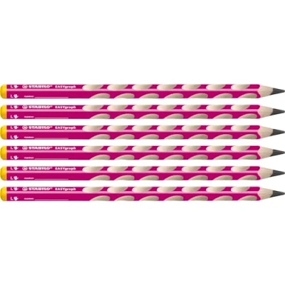 Imagen de Lápiz de grafito ergonómico STABILO EASYgraph color rosa Caja con 6 unidades Para zurdos