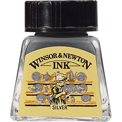 Imagen de Winsor &amp; Newton Drawing Ink Tinta de Dibujo, Plateado (Silver), 14ml