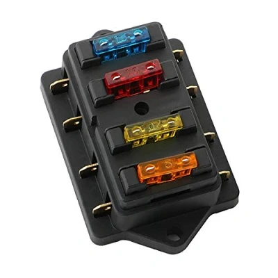 Imagen de FULARR Premium 4 Vías Caja de Fusibles, Universal Circuito Estándar Cuchilla Portafusibles, con 10Pcs Gratis para Coche Barco Marino Trike 12V / 24V