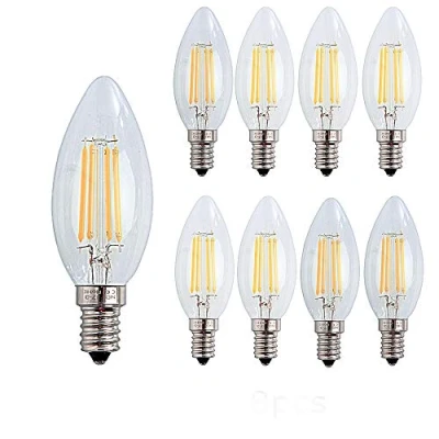 Imagen de OUGEER 8 unidades E14 vela LED lámpara para candelabros, bombilla 40 W halógena, 400 lm, blanco cálido, 2700 K, E14, de filamentos CA35, no regulable