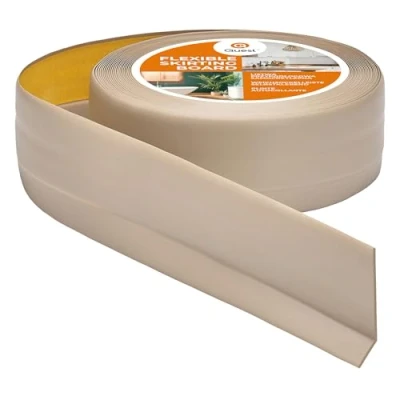 Imagen de Quest Rodapiés Flexible Autoadhesivo 50 mm x 20 Rodapié Plegable para Cocina Baño Cinta de sellado Perfil PVC Estanco Decorativo 5 Metros Beige
