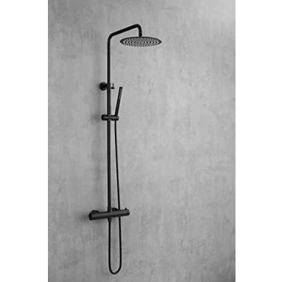 Imagen de AIYA Bath Grifo Ducha Termostatico de Acero Inoxidable Sistema Completo Con Anti Cal Función Columna termostatica para Baño Gran Durabilidad Diseño Elegante Negra