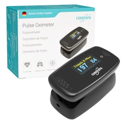 Imagen de EUROPAPA PulsioxÍMetro, PulsioxÍMetro De Dedo, OxÍMetro Ideal Para Medir RÁPidamente La SaturaciÓN OxÍGeno (Spo2) Monitor Frecuencia CardÍAca Simple Adultos Pantalla OLED (Azul)