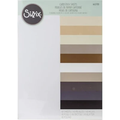 Imagen de Sizzix Surfacez Fabricación de Hojas cartulina Esenciales 60PK (10 Colores neutros), Papel, Neutrals, Talla única