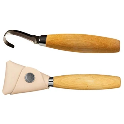Imagen de Morakniv Hook Knife 164 Left 13386 cuchillo pelador de acero inoxidable, mango madera abedul, afilado para aficionados, decoración, arte, artesanía, abedul