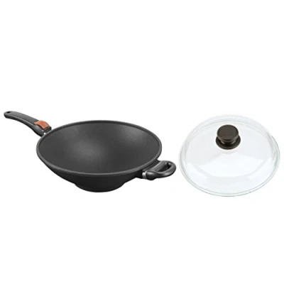 Imagen de SKK 27614 Titan Sartén Wok para inducción (Aluminio Fundido, 32 cm de diámetro, Mango extraíble, Tapa Cristal)