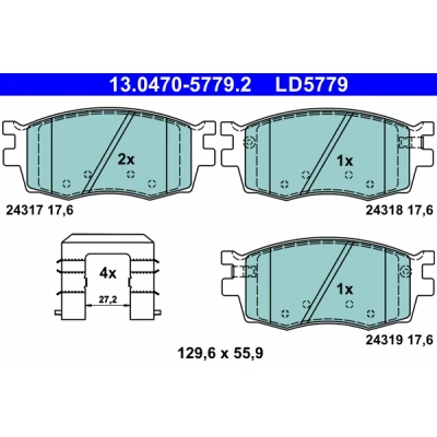Imagen de Juego de pastillas freno ATE 13.0470 5779.2, Delantero