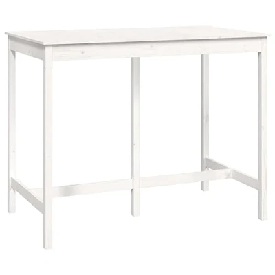 Imagen de vidaXL Mesa Alta de Bar Comedor Cocina Mueble Familia Sala Estar Cafetería Salón Terraza Cena Hogar Rectangular Madera Maciza Pino Blanco