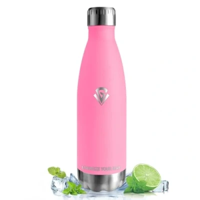 Imagen de Vikastar Botella Termica, 0.5L Sin BPA, Agua Acero Inoxidable, Reutilizable, Cantimplora, Doble Aislamiento, de para Niños, Deportes, Fitness, Rosa