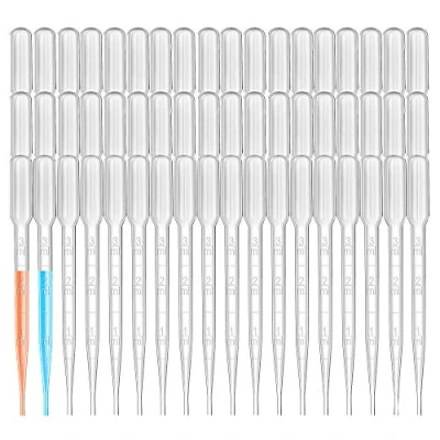 Imagen de HUAZIZ 100 Piezas Pipeta, 3 ml Pipeta de Transferencia Plástico, Desechables con Escala para Transferir Aceites Esenciales Mezcla Perfume Pinturas Acrílicas y Laboratorio