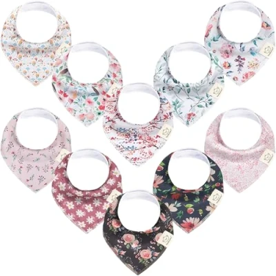 Imagen de KeaBabies Babero bandana para niñas super absorbente de algodón orgánico bebés la dentición (Tea Party)