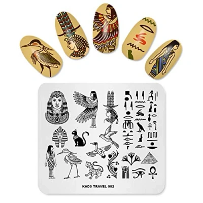 Imagen de KADS Placas de estampación viajes, plantilla manicura para arte uñas, herramientas diseño uñas (Egipto, TR002)