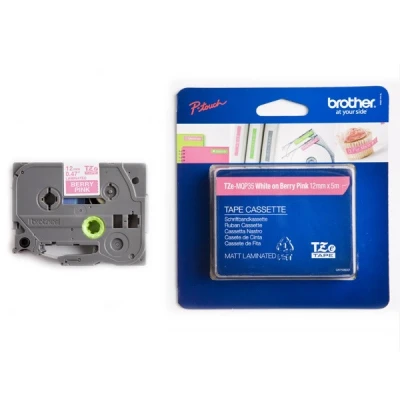 Imagen de P Touch 1280 Brother TZe MQP35 cinta blanco sobre rosa 12mm (original)