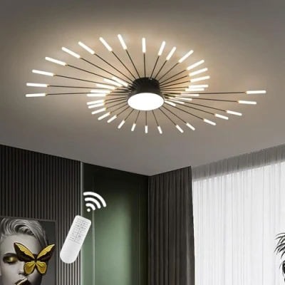 Imagen de minifair Lampara Techo Led Moderna, 42+1 Cabezales Ceiling Light Regulable,LáMparas Negro,lampara Habitacion,candeeiro Teto Sala,lamparas De Comedor,3000K 6000K Con Control Remoto