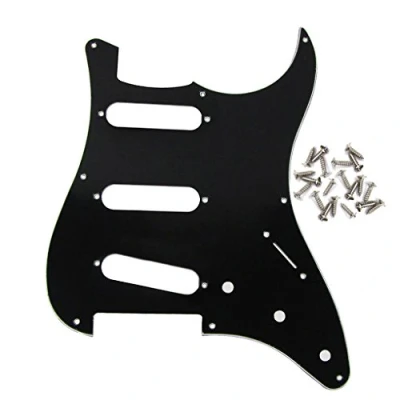Imagen de IKN 8 Hole SSS ST Pickguard Scratchplate de guitarra eléctrica con tornillo para Vintage Style Guitar Parts, 3 capas negro/blanco/negro