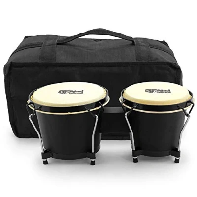 Imagen de Mad About MA BON01 Bongo Drums, tambores de mano roble 6 y 7 pulgadas con bolsa transporte, bongos 6&quot; 7&quot; Negro