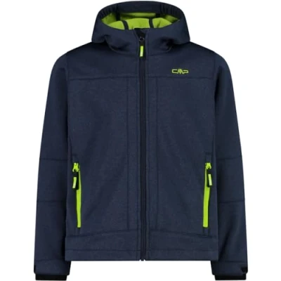Imagen de CMP Chaqueta softshell infantil melange con capucha fija, B.Blue Mel.—Limegreen, 98