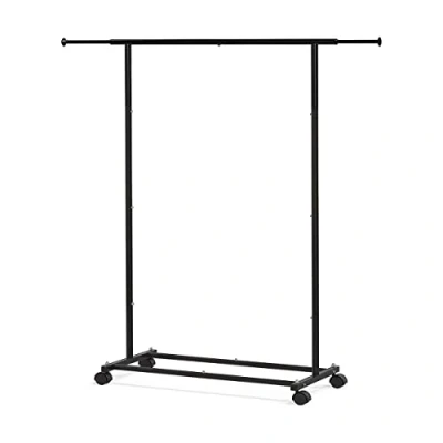 Imagen de T LOVENDO.ES Perchero Burro Extensible Ajustable con Ruedas Barra y Estante Ropa Zapatos Bolsos Negro