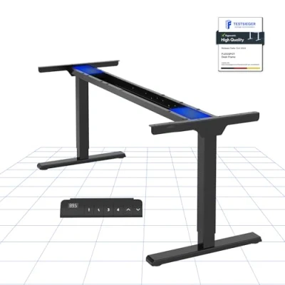 Imagen de FLEXISPOT Marco de Escritorio pie Altura Ajustable Eléctrica con 2 Potentes Motores, Bastidor Acero Regulable en Altura, Panel Inteligente 4 Función Memoria, 100 KG Carga (Negro)