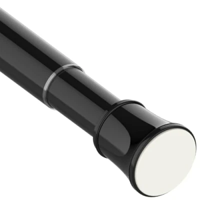Imagen de Venwemong Barra de tensión extensible para cortina ducha, sin taladro, telescópico, ajustable, cortinas con ojales, baño, dormitorio (170 260 cm, negro)