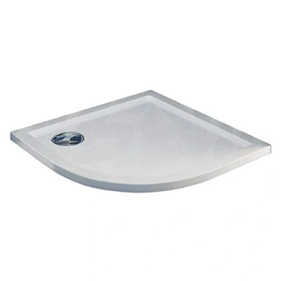 Imagen de Plato de Ducha 80x80x4cm Semicircular Acrílico Borde Realzado Blanco Brillante Mod. Flower