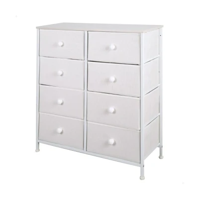 Imagen de AKTIVE 18410 MAX Home Cómoda Dormitorio Multiusos, 8 cajones de Tela, 80x30x81 cm, Estructura Acero, Tablero Madera, Color Blanco, con Sistema nivelación, Organización, Almacenamiento