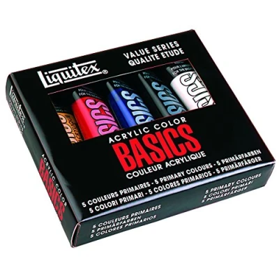 Imagen de Liquitex Basics Set de 5 tubos pintura acrílica studio, 118 ml, multicolor