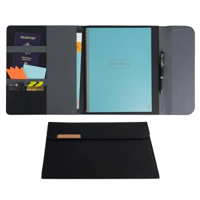 Imagen de Rocketbook Capsule 2.0 Funda para Folios Core y Fusion con Soporte Bolígrafos, Cierre Magnético Almacenamiento Interno, Negro, Tamaño A4, 21 cm x 29,7