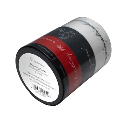 Imagen de Hahnemühle Cinta adhesiva Washi impermeable para acuarela, 20 metros de largo (negro, blanco, rojo, gris) 6/15/20/25 mm